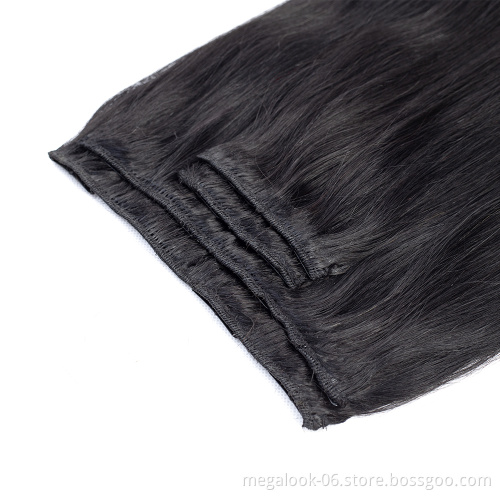 High Quality 7 Piece 18 Inch Korean Natural Remy Human Hair Extensions Clip on Bangs